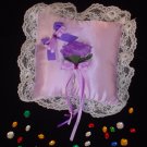 Lavender Satin Rose Ring Pillow