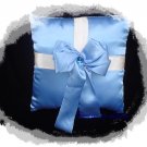 Blue Satin Package Bow Ring Pillow
