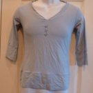 Shebeest Women's 3/4 Sleeve Tissue Tee Spa Blue Medium Workout NEW