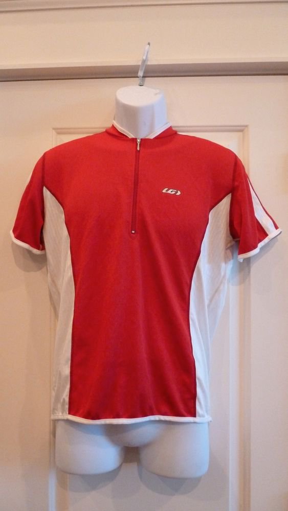 Louis Garneau Men&#39;s Light Weight Cycling Jersey Red/White Medium Tri NEW