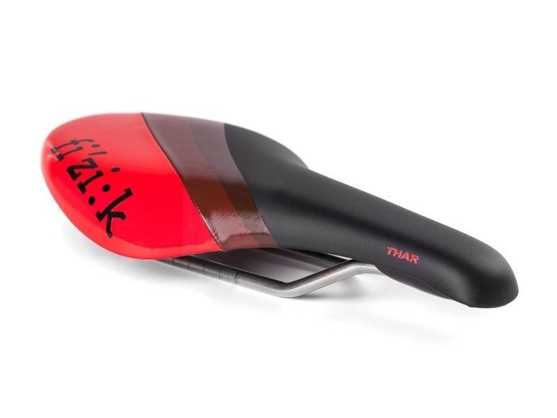 Fizik THAR Bicycle Mountain Bike Saddle Seat Black/Red Kium Rails New
