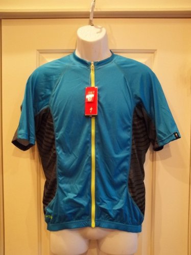 New Specialized Atlas Comp Jersey SS Men Medium Neon Blue/Hype Green Cycling