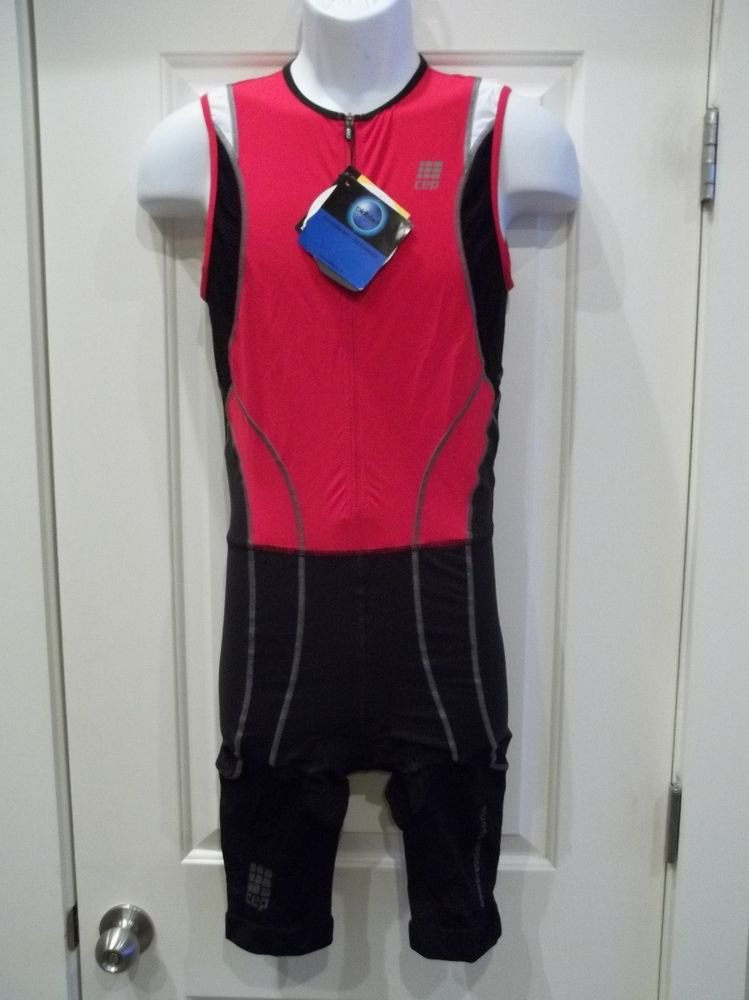 New CEP Mens Compression Skinsuit Triathlon Size 4 Red