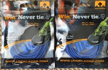 Nathan Road Lock Laces Running Fitness Shoe Laces Royal Blue 2 Pairs New
