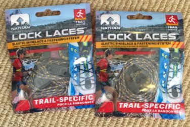 Nathan Trail Lock Laces Running Fitness Shoe Laces Nathan Grey 2 Pairs New