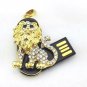 16GB Gold Pendrive Lion Animal Crystal USB Flash drive Memory Thumb Stick lM014