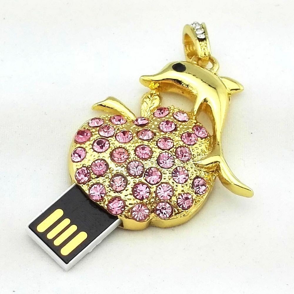16GB Pink Pendrive Dolphin Apple Crystal USB Flash drive Memory Thumb ...