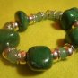 Jade Aventurine Chunky Silver Stretch Beaded Bracelet Luck Protection Fung Shui