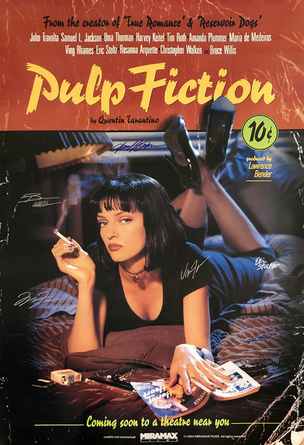 PULP FICTION SIGNED MOVIE POSTER