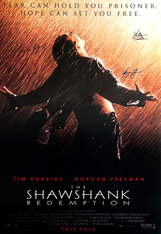 SHAWSHANK REDEMPTION Signed Movie Poster