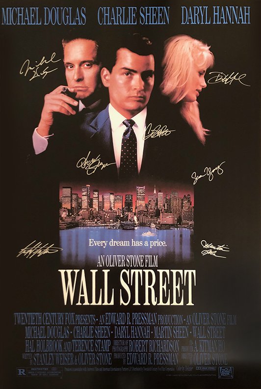 WALL STREET MOVIE POSTER SIGNED BY CAST