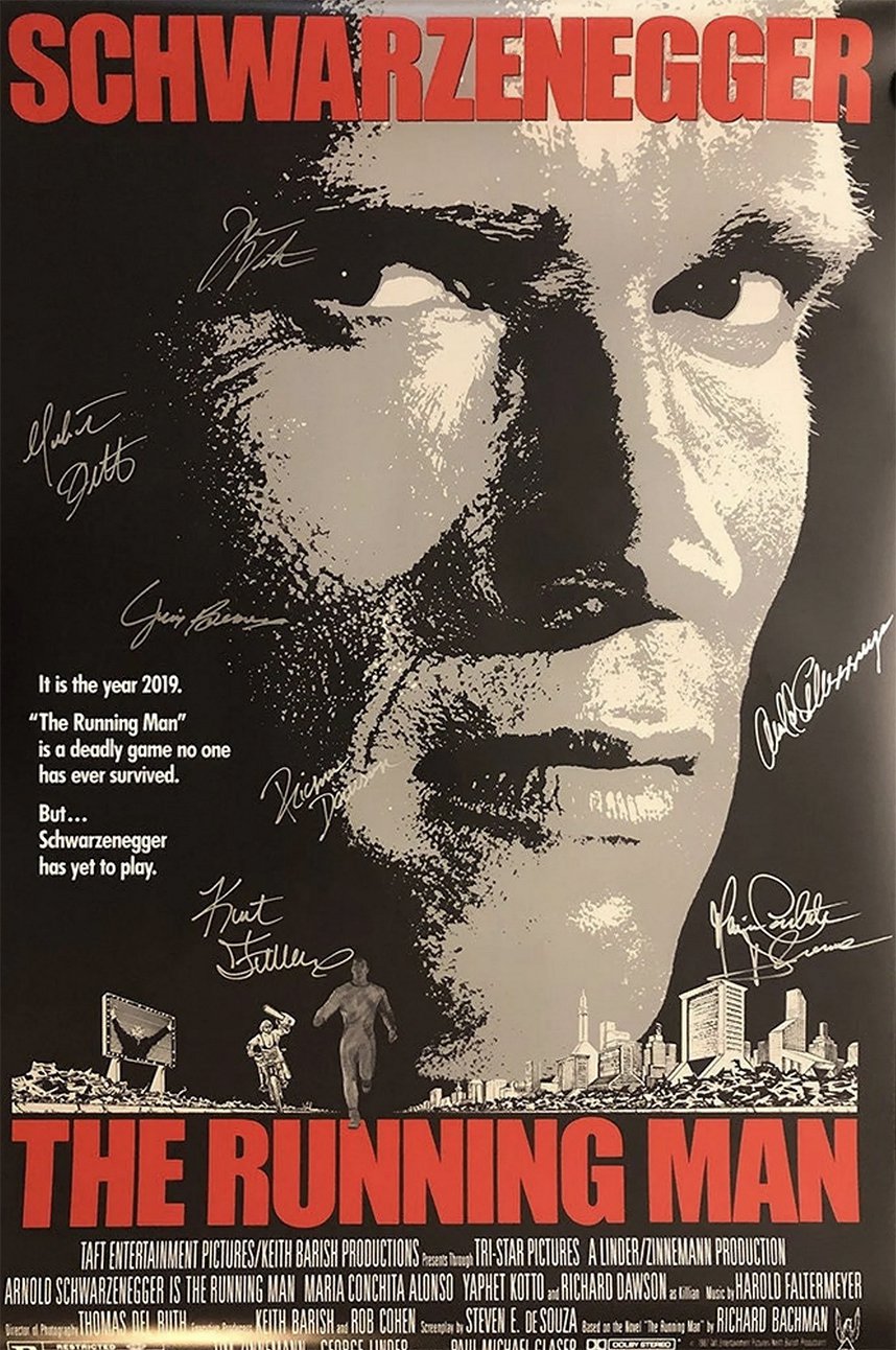 THE RUNNING MAN Signed Movie Poster