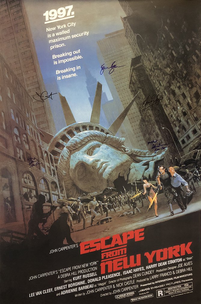 ESCAPE FROM NEW YORK Signed Movie Poster