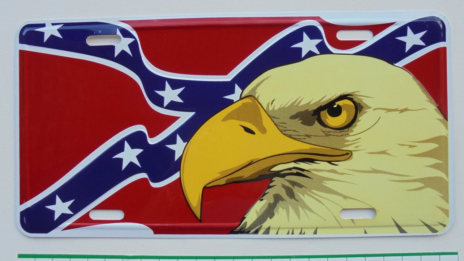 CONFEDERATE FLAG/EAGLE HEAD LICENSE PLATE METAL