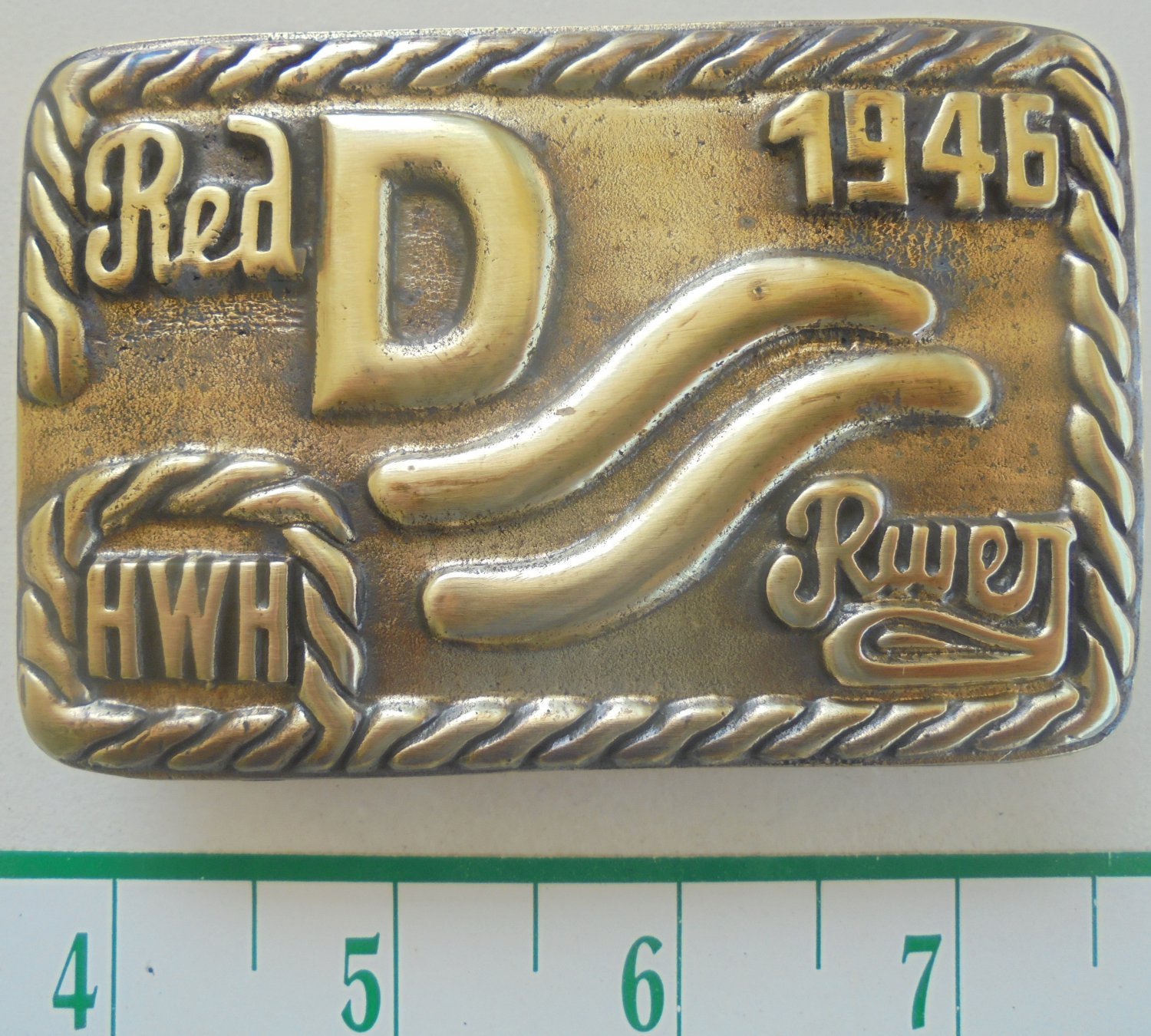 JOHN WAYNE "RED RIVER" BELT BUCKLE 1946 BRUSHED BRASS COLOR FINISH