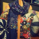 Hand painted silk scarf bright blue Silk Scarves Spring RB391 FREE SHIPPING
