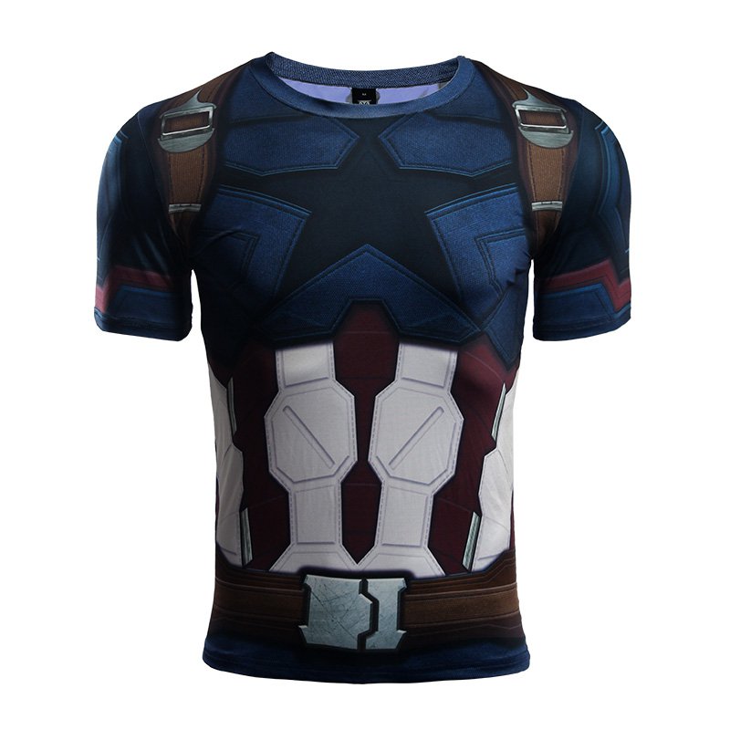 Captain American 3D Printed Men's Short Sleeve Compression Shirt