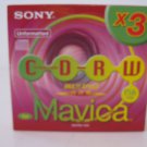 3-Pack Sony 3MCRW-156A Mavica Unformatted Rewritable CD-RW Brand New