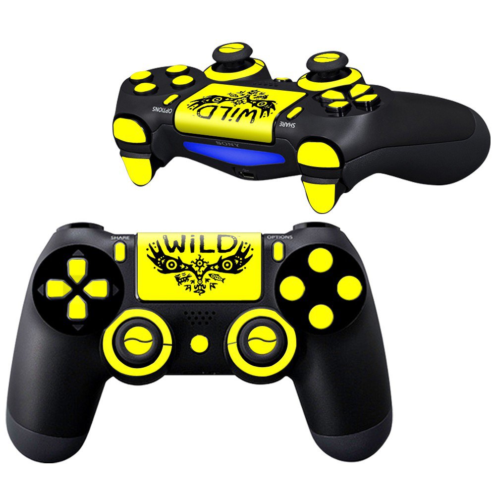 WiLD Yellow design PS4 Controller Full Buttons skin