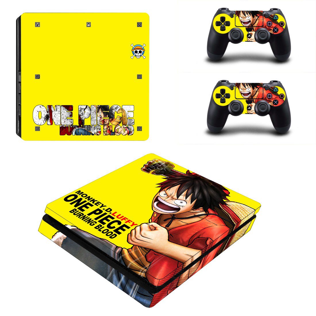One Piece Burning Blood Play Station 4 slim skin decal for console and 2 controllers