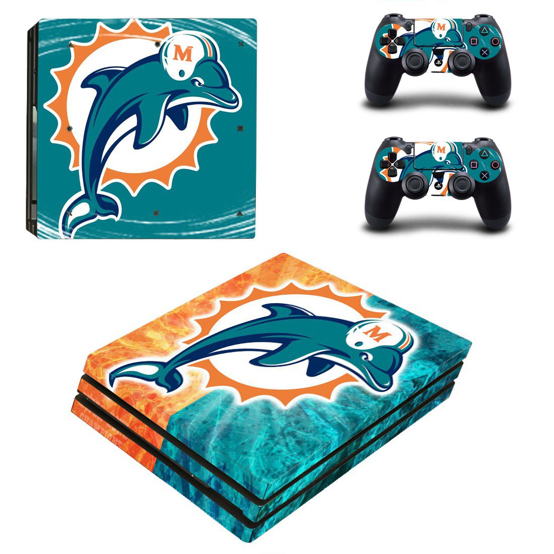 Miami Dolphins ps4 pro skin decal for console and controllers