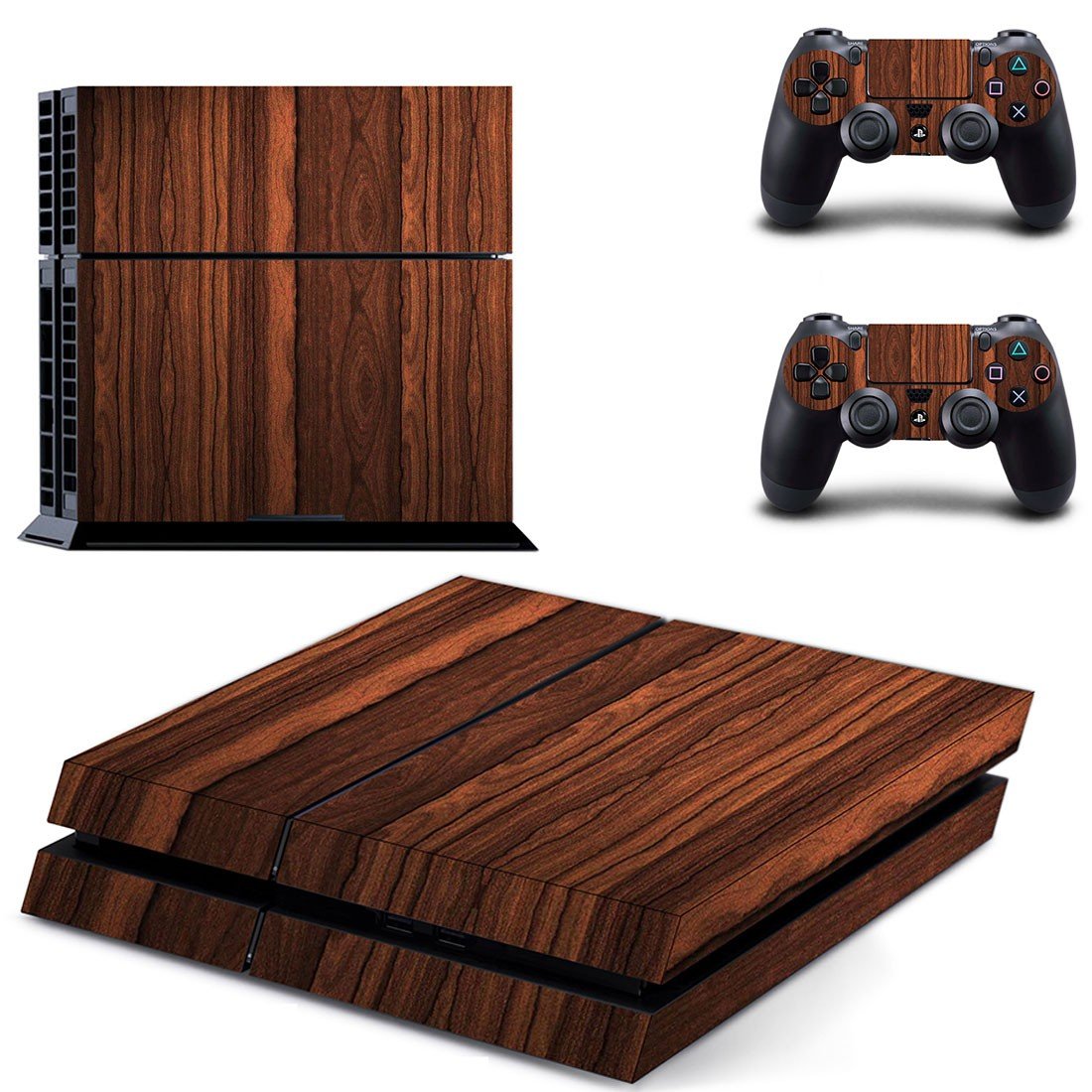 Wooden board skin decal for PS4 PlayStation 4 console and 2 controllers