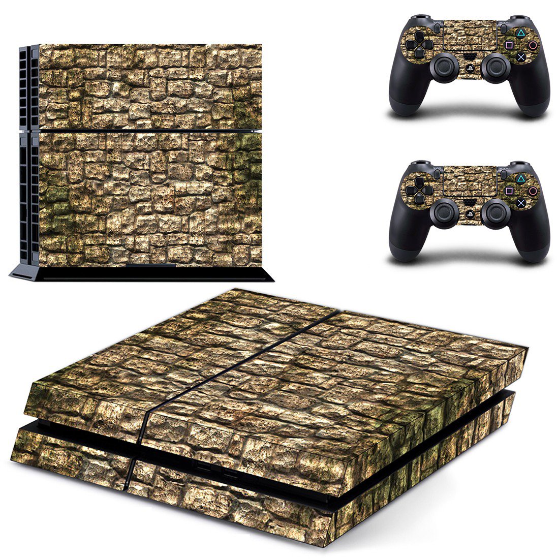 Rusted stone Wall print skin decal for PS4 PlayStation 4 console and 2 controllers