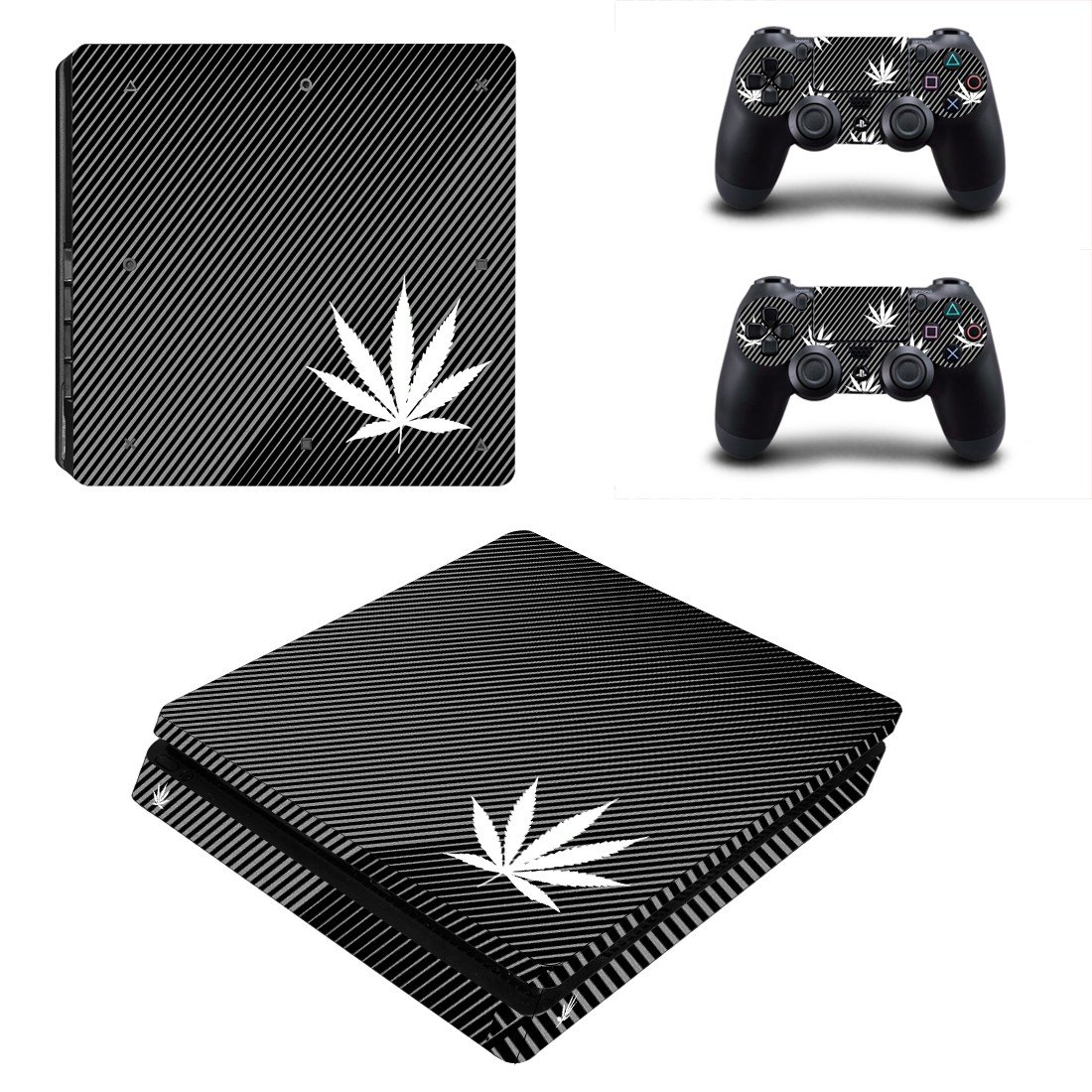 White Weed ps4 slim skin decal for console and controllers