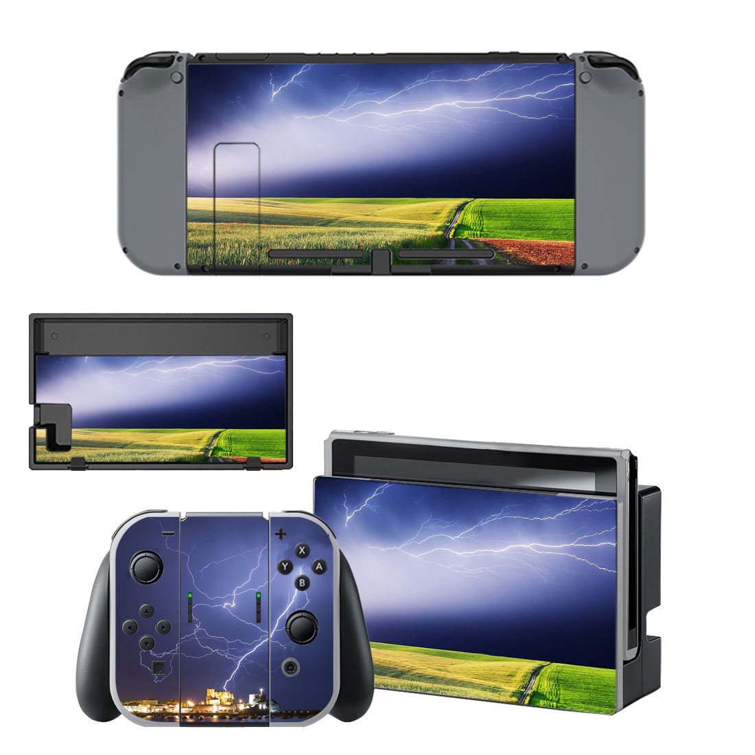 Lightning sky with nature view Nintendo switch console sticker skin