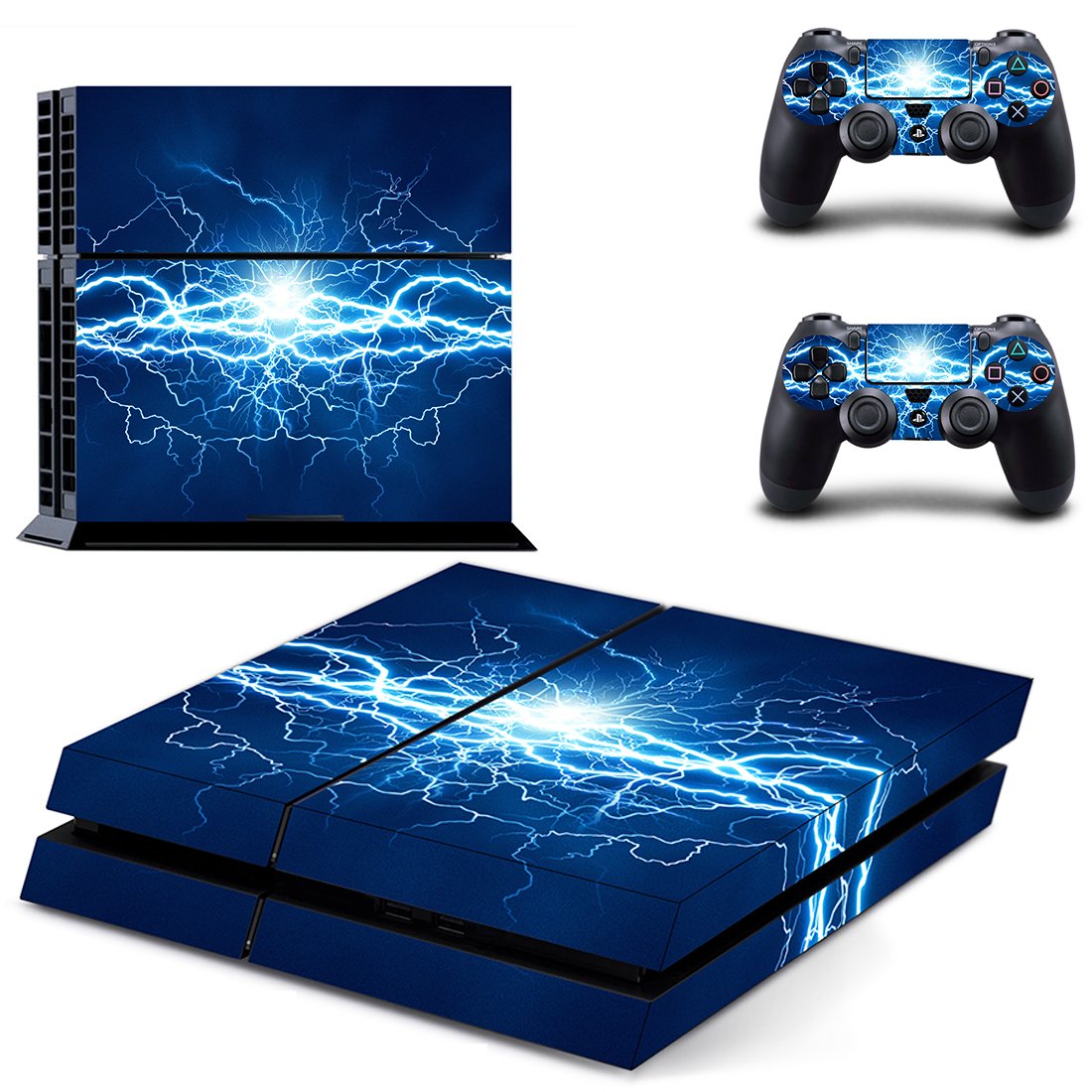 Blue lightning ps4 skin decal for console and 2 controllers