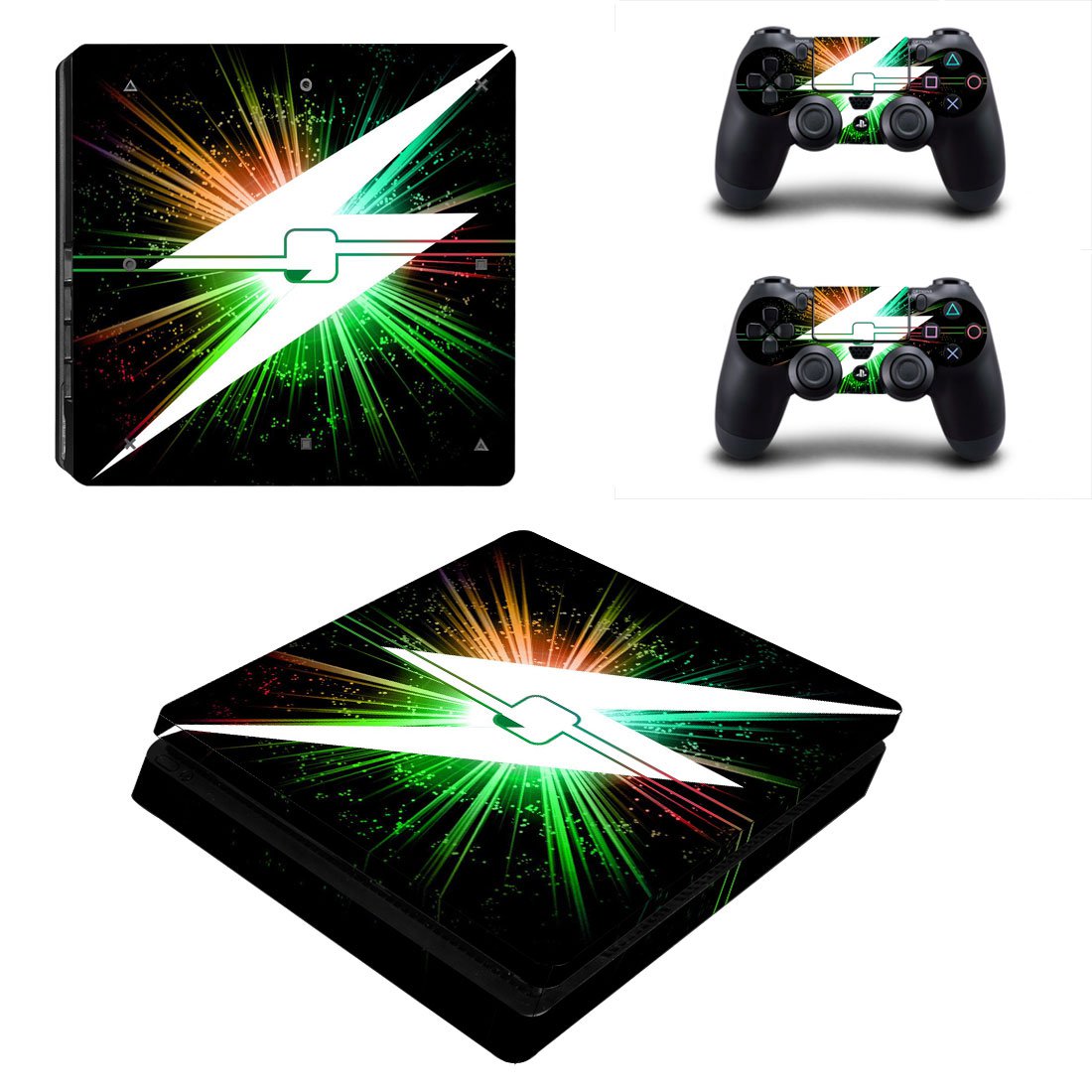 Lightning Bolt ps4 slim skin decal for console and controllers
