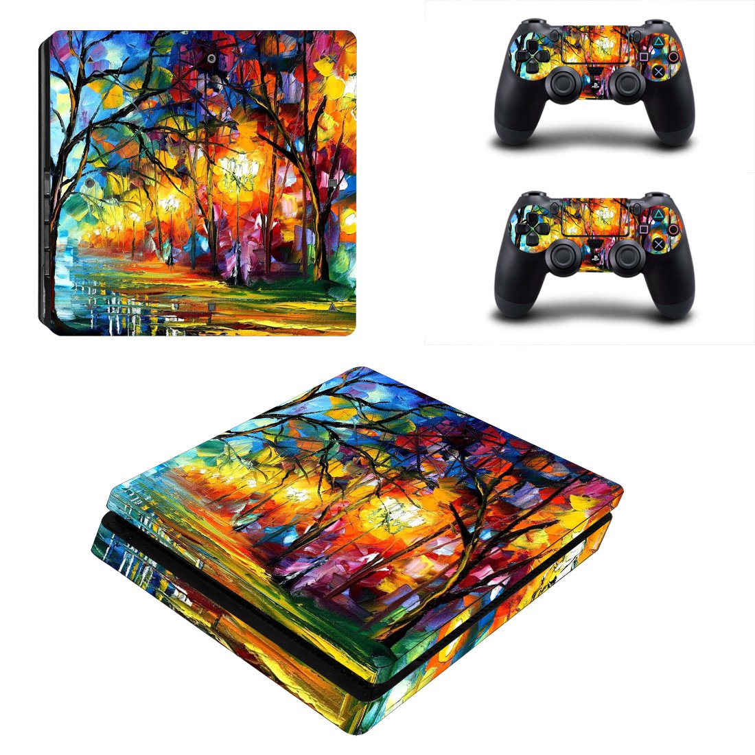 Acrylic painting ps4 slim skin decal for console and controllers