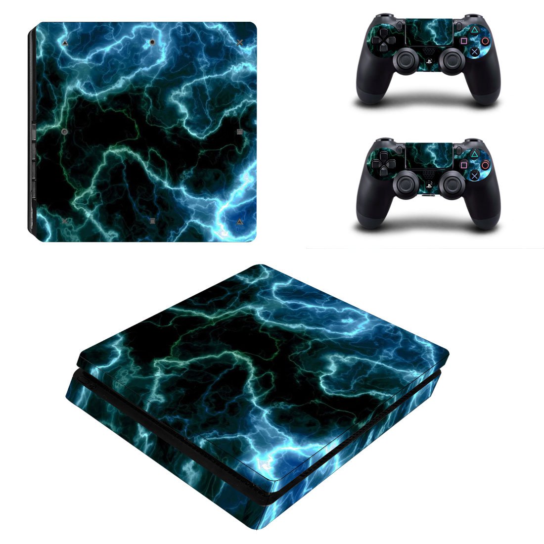 Black Lightning sky ps4 slim skin decal for console and controllers