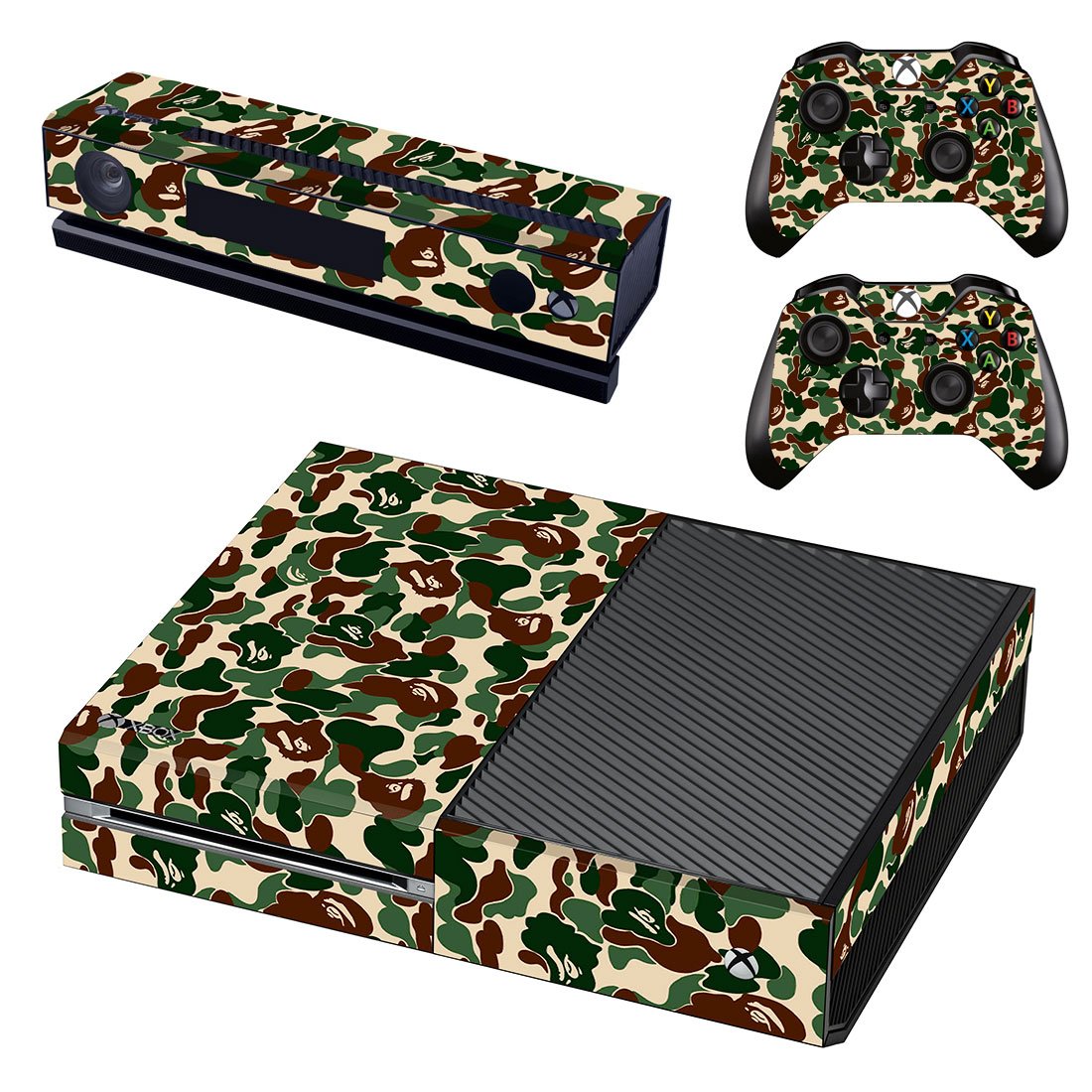 green camouflage skin decal for Xbox one console and controllers