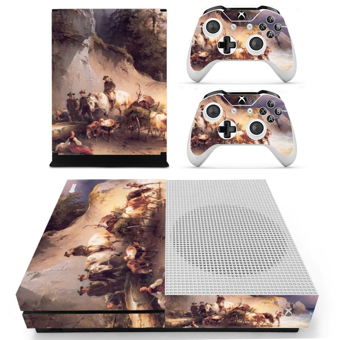 Famous oil painting skin decal for Xbox one S console and controllers