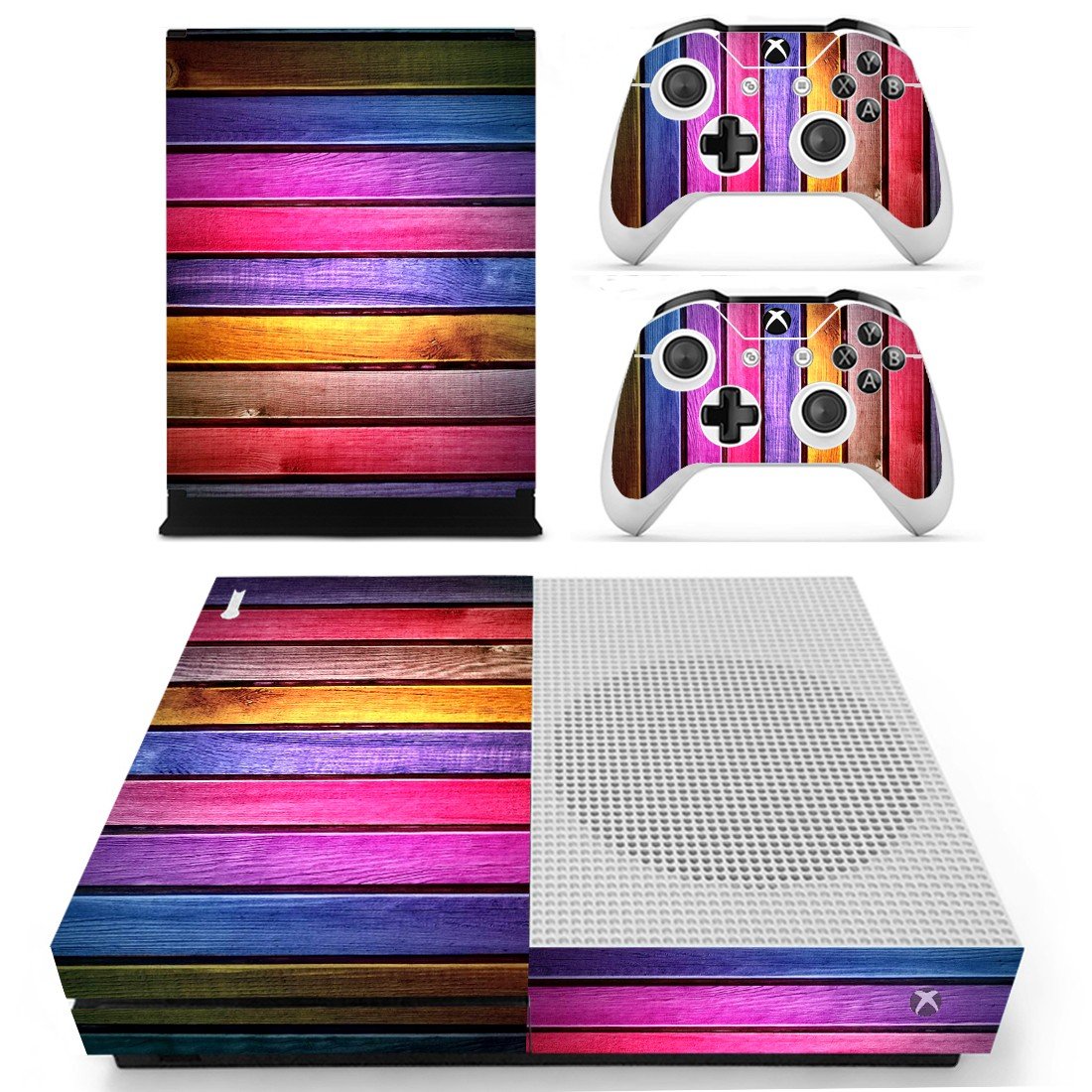 Colorful wooden board skin decal for Xbox one Sconsole and controllers