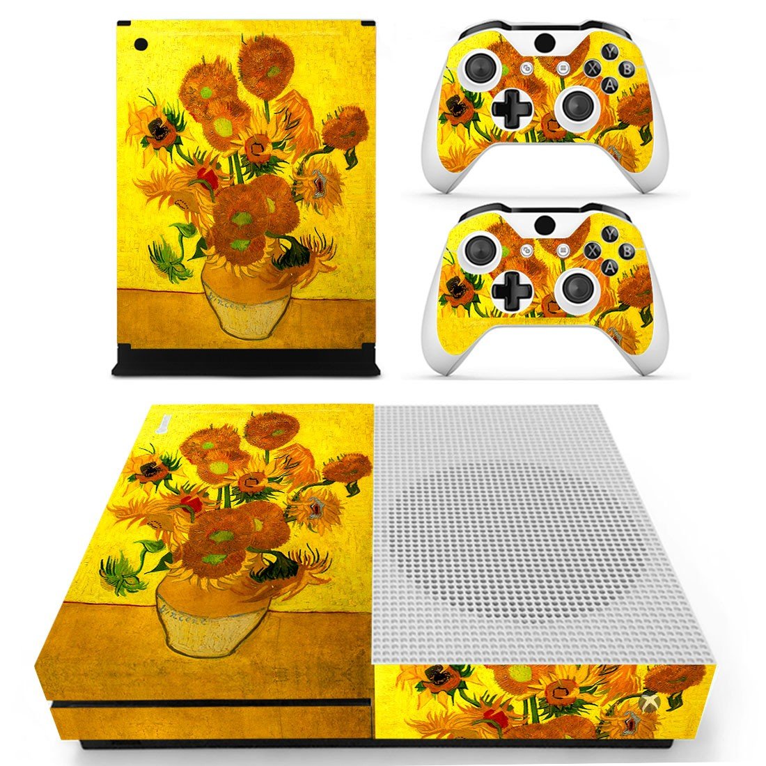 Sunflower painting skin decal for Xbox one S console and controllers