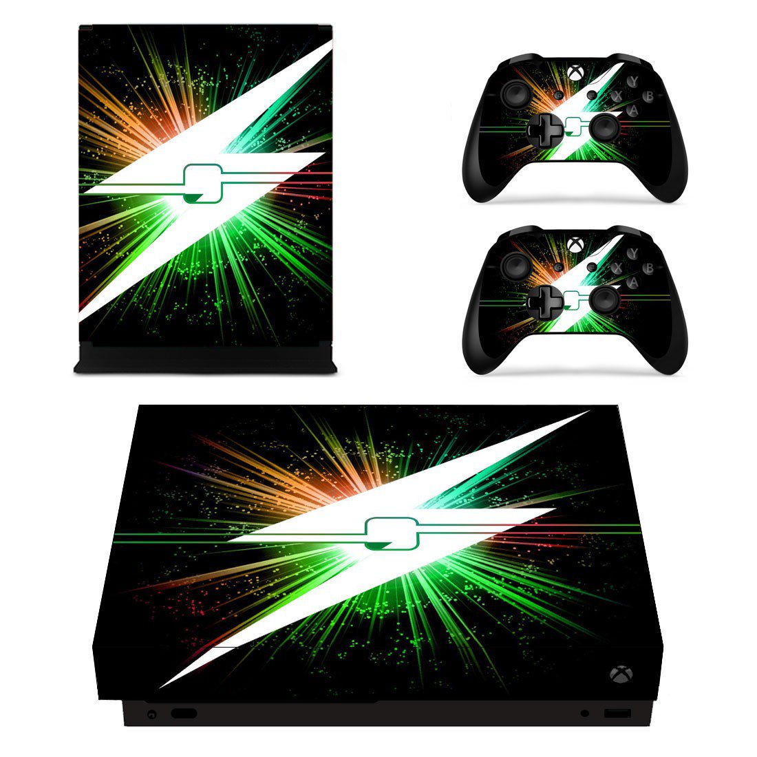 Lightning Bolt xbox one X skin decal for console and 2 controllers