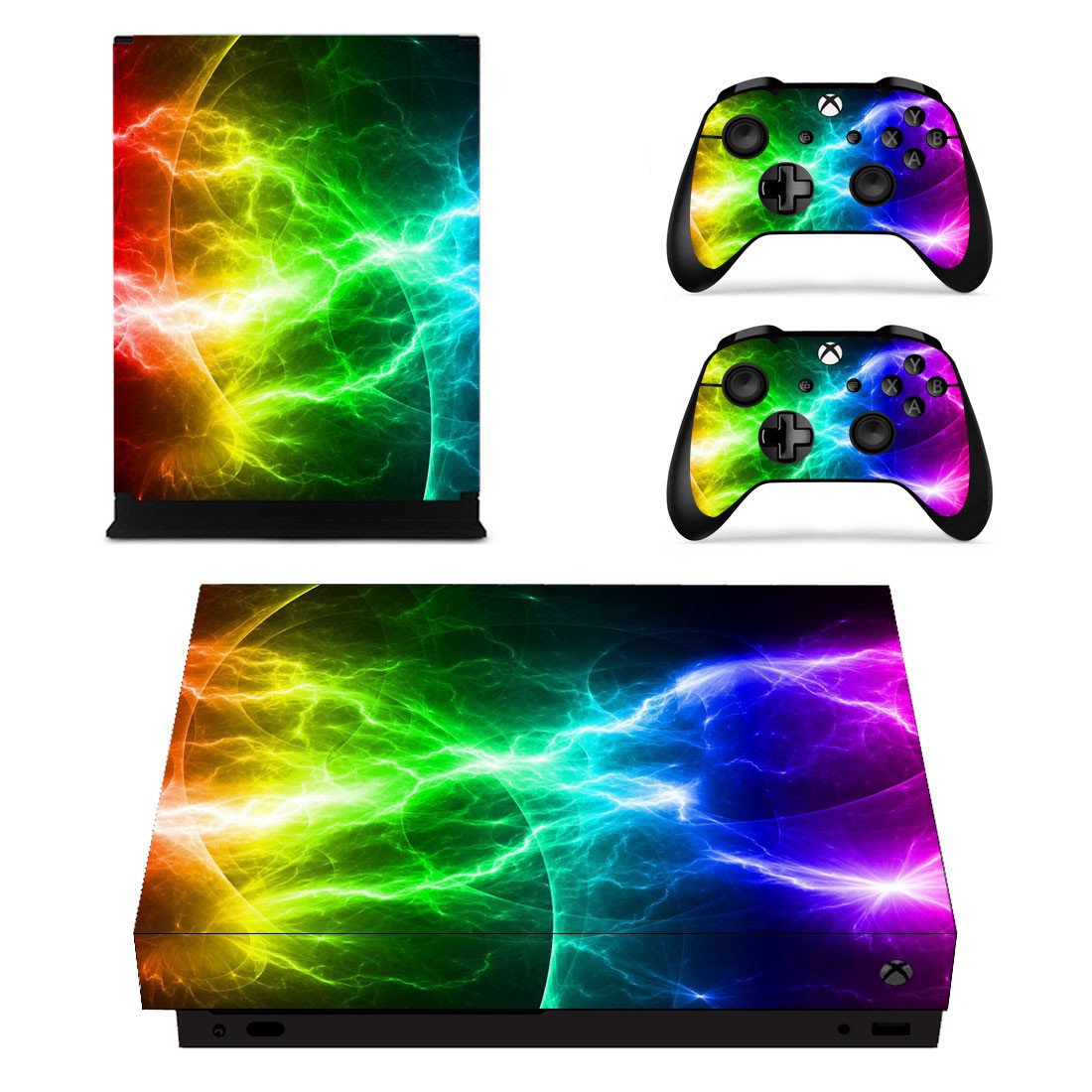 Abstract lightning xbox one X skin decal for console and 2 controllers