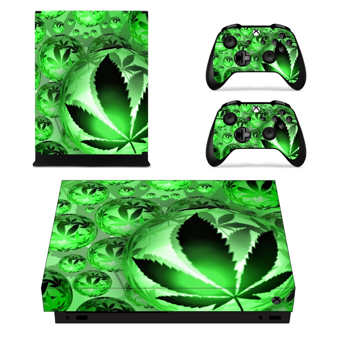 Weed Leaf xbox one X skin decal for console and 2 controllers