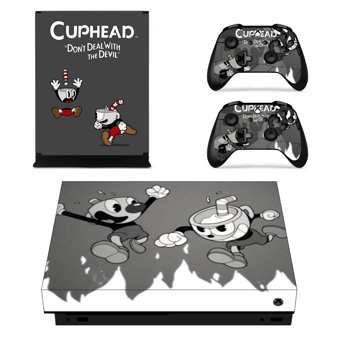 Cuphead skin decal for Xbox one X console and controllers