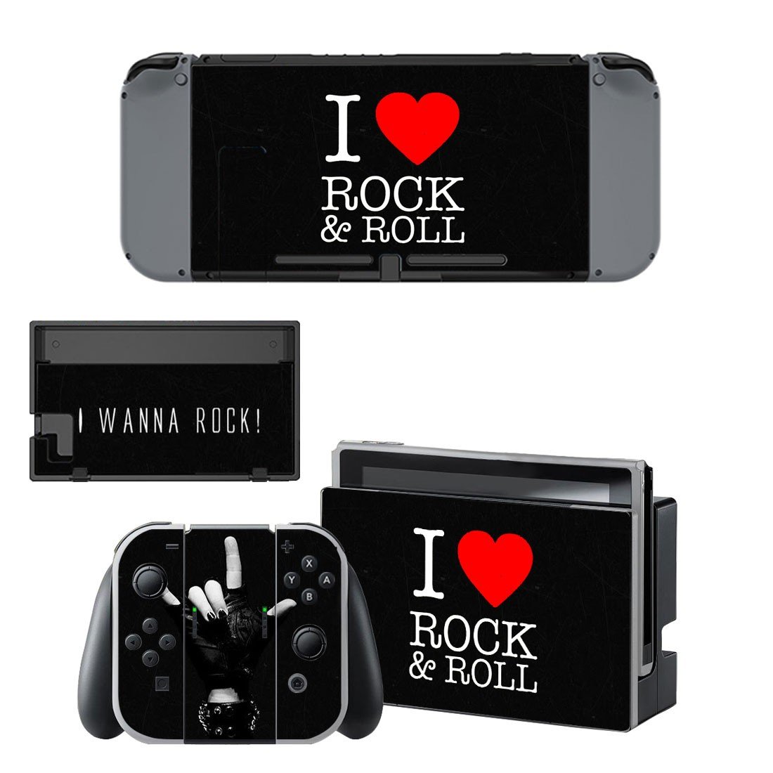 I Love Rock and Roll Nintendo switch console sticker skin