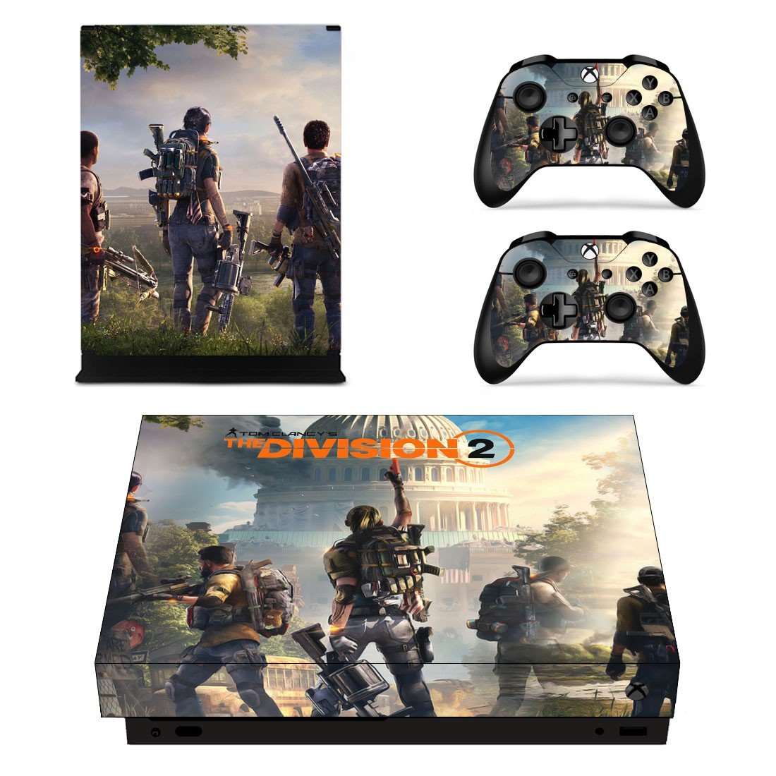 The Division 2 skin decal for Xbox one X console and controllers