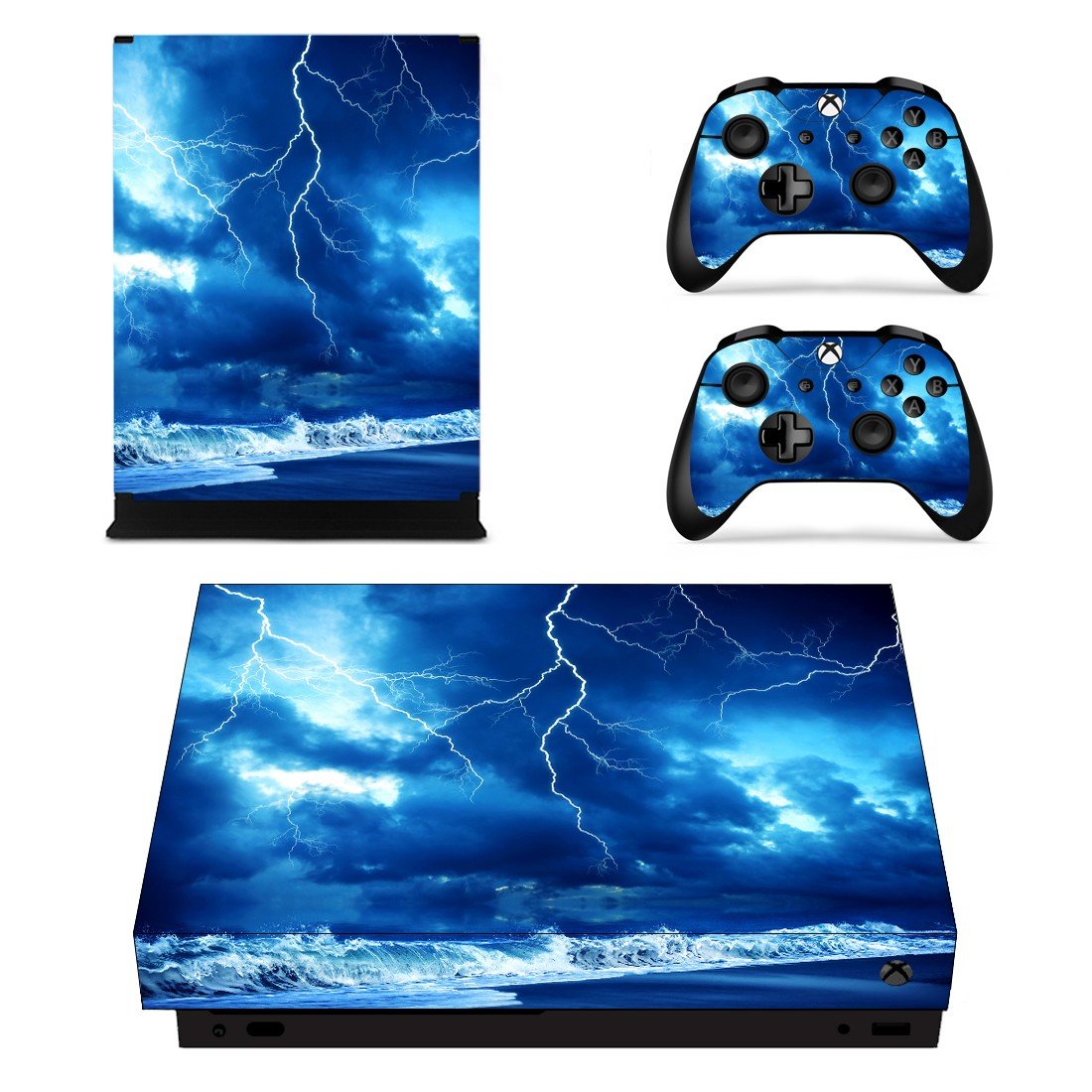 Thunder lightings skin decal for Xbox one X console and controllers