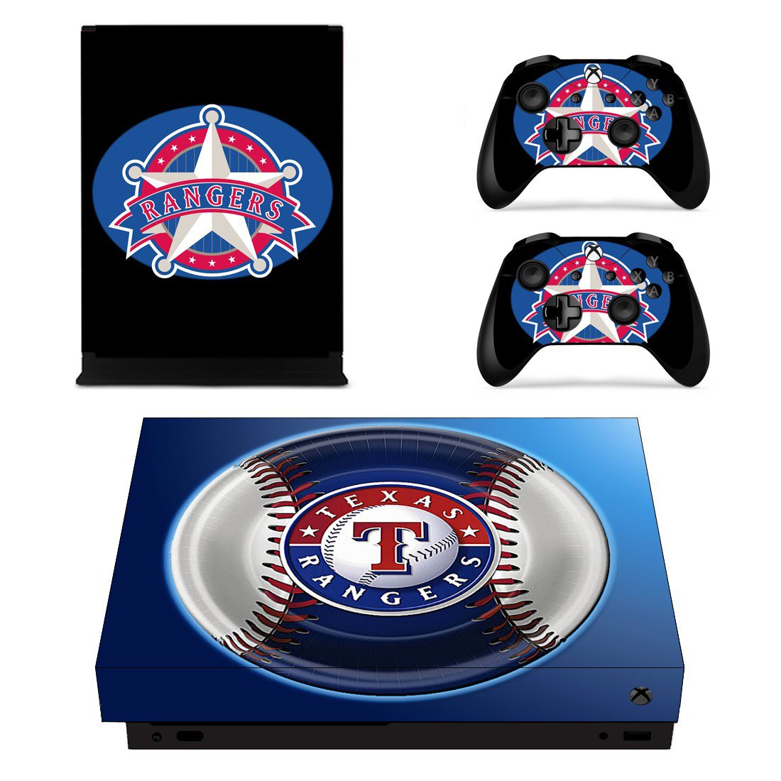 Texas Rangers skin decal for Xbox one X console and controllers