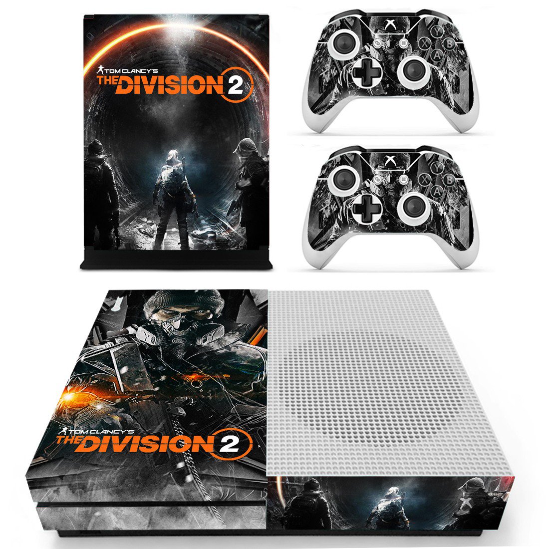 The Division 2 skin decal for Xbox one S console and controllers