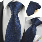 Navy Blue Gradient Checked Men's Tie Formal Necktie Wedding Holiday Gift KT0075