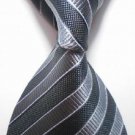 New Black Gray Striped Classic Woven Man Tie Necktie Holiday Gift #3006