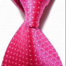 New Hot Pink Crossed JACQUARD WOVEN Men's Tie Necktie
