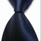 New Solid Navy Dark Blue Checked JACQUARD WOVEN Men's Tie Necktie